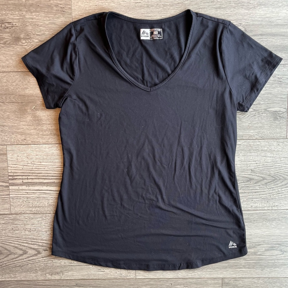 RBX Performance Women’s V-Neck Athletic Workout Top Short Sleeve T-Shirt Large